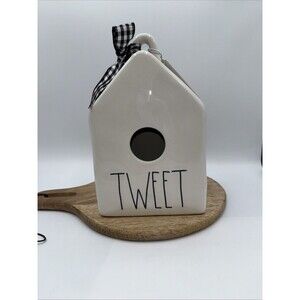 Rae Dunn TWEET 8.5" Birdhouse White Black Free Standing Gift Party NWT Replace